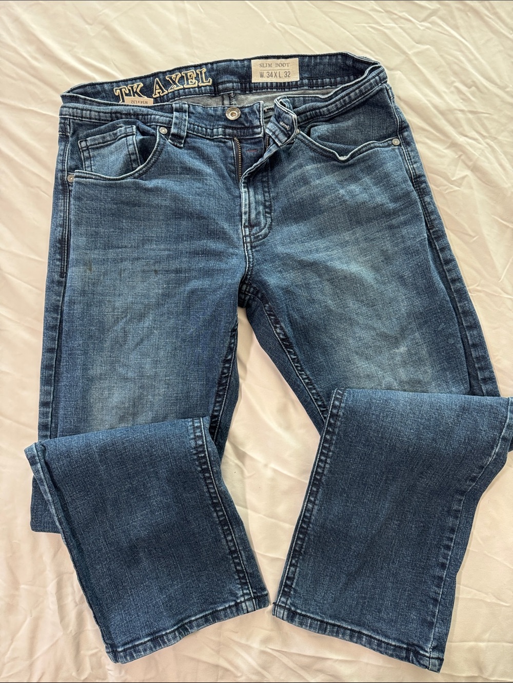 TK Axel Men's Slim Blue Bootcut Jeans Size 34x32